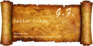 Geller Frida névjegykártya